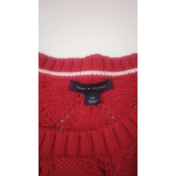 Tommy Hilfiger Women's Large Popcorn Knit Sweater Long Sleeve Embroidered Crew - Picture 6 of 9